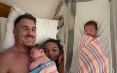 Angus Crichton, his wife and their baby