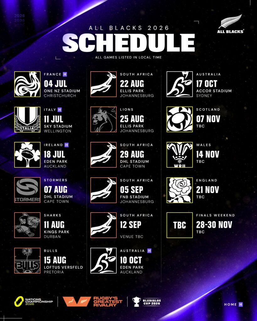 All Blacks 2026 fixtures