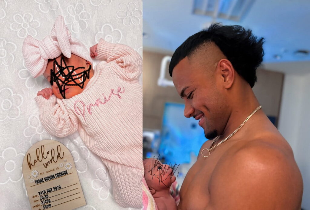 Stephen Crichton and his baby